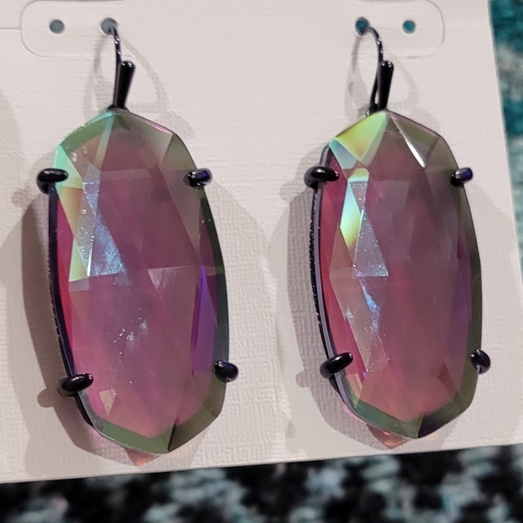 Kendra Scott Indigo Dichroic Navy Gunmetal Esme Faceted Drop Earrings Rare HTF - Picture 13 of 14